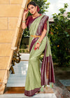 Pista Green and Brown Kanjivaram Saree