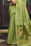 Pista Green Banarasi Cotton Silk Saree