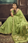 Pista Green Banarasi Cotton Silk Saree