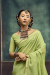 Pista Green Banarasi Cotton Silk Saree