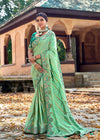 Pista Green Banarasi Designer Silk Saree