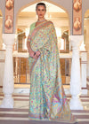 Pista Green Banarasi Kashmiri Jamawar Silk Saree