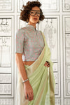 Pista Green Chiffon Handloom Saree