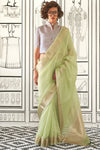 Pista Green Chiffon Handloom Saree