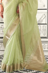 Pista Green Chiffon Handloom Saree