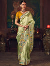 Pista Green Designer Tissue Silk Saree with Contrast Blouse