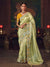 Pista Green Designer Tissue Silk Saree with Contrast Blouse