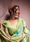 Pista Green Digital Printed Soft Silk Saree