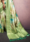 Pista Green Digital Printed Soft Silk Saree