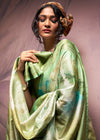 Pista Green Digital Printed Soft Silk Saree