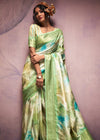 Pista Green Digital Printed Soft Silk Saree