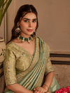 Pista Green Embroidered Designer Tissue Silk Saree
