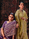 Pista Green Embroidered Designer Tissue Silk Saree, shown with other colours