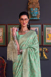 Pista Green Festive Wear Banarasi Katan Silk Saree