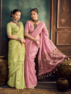 Pista Green Handloom Jamdani Slub Cotton Saree