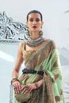 Pista Green Kashmiri Handloom Woven Jamawar Silk Saree