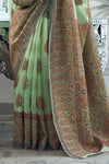 Pista Green Kashmiri Handloom Woven Jamawar Silk Saree