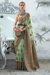 Pista Green Kashmiri Handloom Woven Jamawar Silk Saree