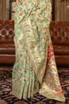 Pista Green Kashmiri Pashmina Saree