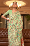 Pista Green Kashmiri Pashmina Saree