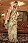 Pista Green Kashmiri Pashmina Saree