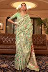 Pista Green Kashmiri Pashmina Saree