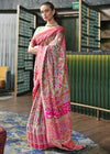 Pista Green Multicolor Kashmiri Jamawar Woven Saree