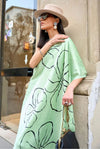 Pista Green Satin Crepe Digital Printed Saree