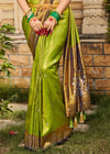 Pista Green Woven Kanjivaram Silk Saree