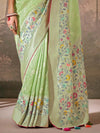 Pista Green Zari Woven Paithani Banarasi Silk Saree