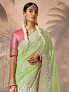 Pista Green Zari Woven Paithani Banarasi Silk Saree