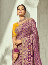 Plum Purple Banarasi Georgette Saree With Contrast Blouse