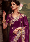 Plum Purple Designer Organza Silk Saree