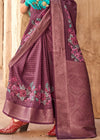 Plum Purple Georgette Printed Saree