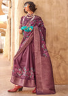 Plum Purple Georgette Printed Saree