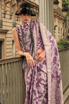 Plum Purple Lucknowi Chikankari Organza Saree