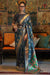 Police Blue Tanchoi Handloom Weaving Satin Saree