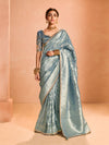 Powder Blue Banarasi Bridal Tissue Silk Saree