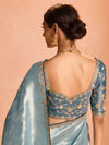 Powder Blue Banarasi Bridal Tissue Silk Saree