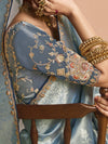 Powder Blue Banarasi Bridal Tissue Silk Saree