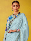 Powder Blue Georgette Saree