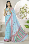 Powder Blue Linen Cotton Saree