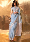 Powder Blue Linen Cotton Saree