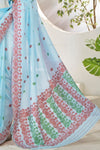 Powder Blue Linen Cotton Saree