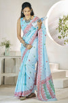 Powder Blue Linen Cotton Saree