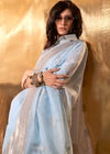 Powder Blue Linen Cotton Saree