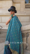 Dream Blue Khadi South Silk Saree With Motifs