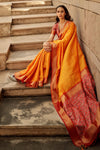 Princeton Orange Festive Wear Banarasi Handloom Silk Saree