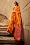 Princeton Orange Festive Wear Banarasi Handloom Silk Saree