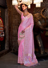 Puce Pink Banarasi Woven Satin Silk Saree